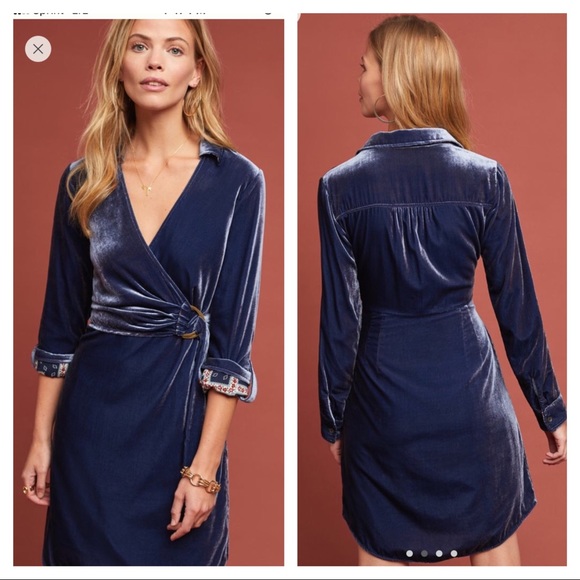 Anthropologie Dresses & Skirts - NWT Anthropologie Maeve Velvet Shirtdress in blue